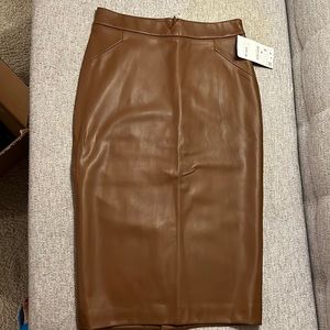 Zara tan midi pencil skirt